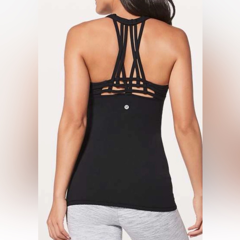 lululemon athletica Black Strappy Slide with me Tank Top